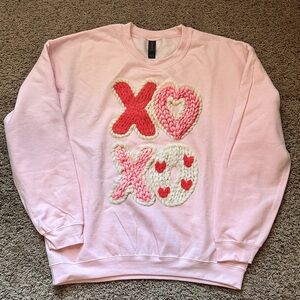 Gildan Light Pink XOXO Heart Sweater